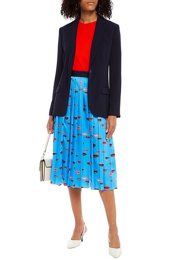 VICTORIA, VICTORIA BECKHAM Pleated printed satin-twill midi skirt