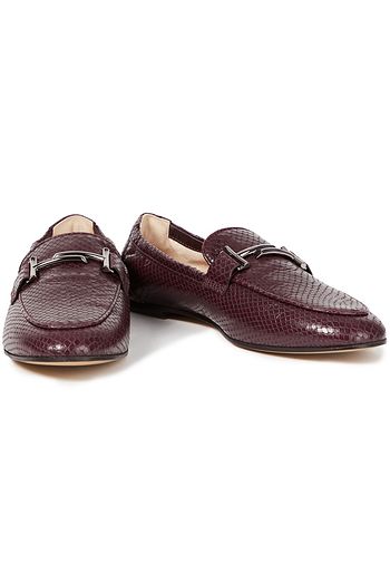 TOD'S Double T Loafers aus Leder mit Schlangeneffekt und Verzierung