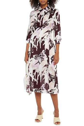 VICTORIA, VICTORIA BECKHAM Printed crepon midi shirt dress