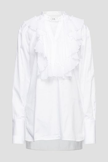 VICTORIA, VICTORIA BECKHAM Ruffled cotton-poplin blouse
