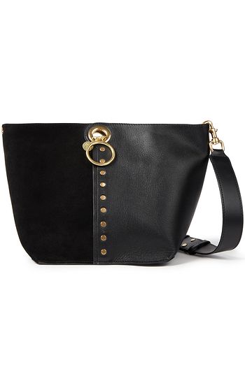 SEE BY CHLOÉ Gaia color-block pebbled-leather and suede bucket bag