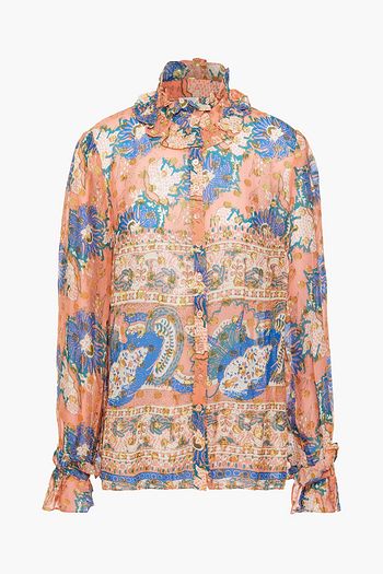 ANTIK BATIK Abbye ruffle-trimmed printed fil coupé chiffon blouse