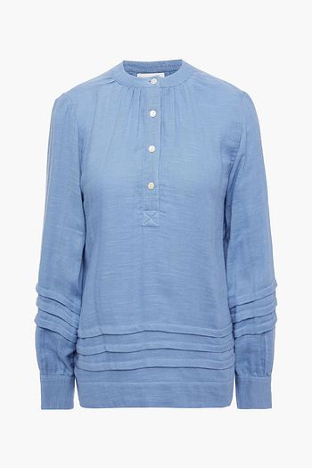 ANTIK BATIK Agar pintucked slub cotton-twill top