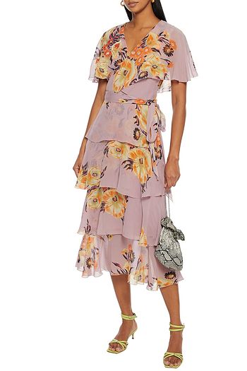 ETRO Tiered sequin-embellished floral-print silk-chiffon midi dress