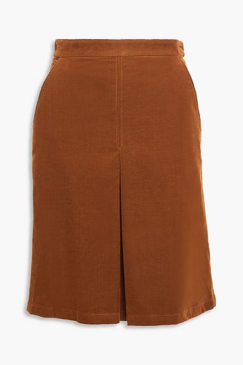 A.P.C. Pleated cotton-blend corduroy skirt