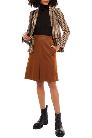 A.P.C. Pleated cotton-blend corduroy skirt