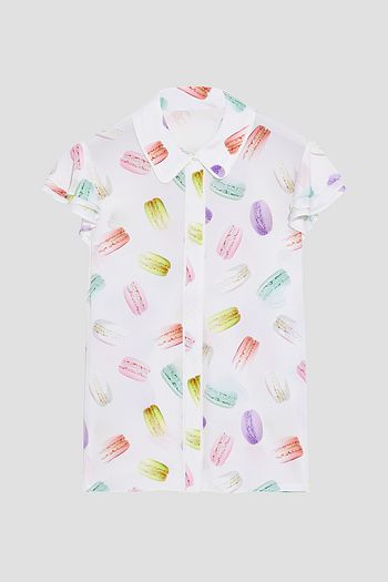 ALICE + OLIVIA Eli ruffled printed silk crepe de chine shirt