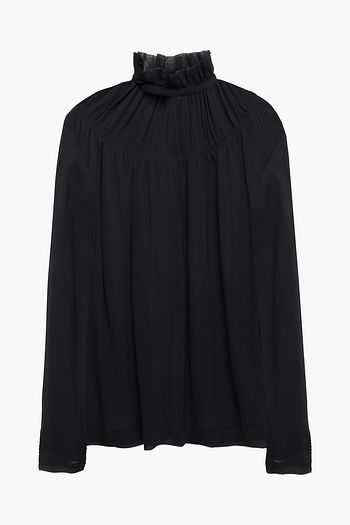 VICTORIA, VICTORIA BECKHAM Gathered crepon blouse