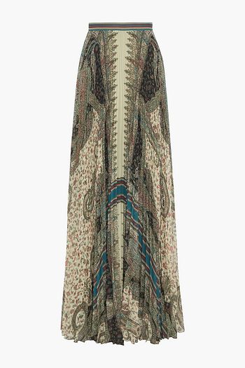 ETRO Pleated printed georgette maxi skirt