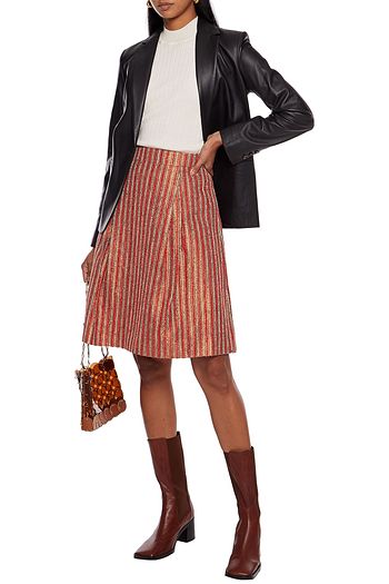 ETRO Pleated metallic tweed skirt