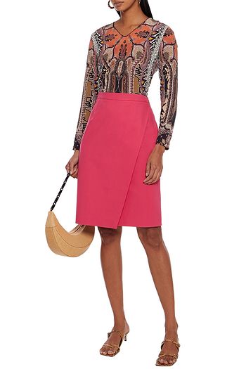 ETRO Wrap-effect stretch-cotton skirt