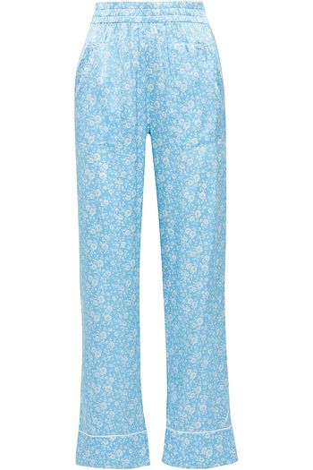 GANNI Floral-print silk-blend satin straight-leg pants