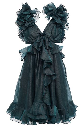 ZIMMERMANN Ladybeetle cutout ruffled linen and silk-blend mini dress