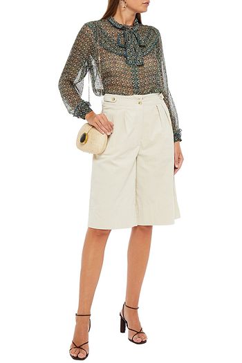 ANTIK BATIK Malo pussy-bow ruffled printed fil coupé silk-blend blouse