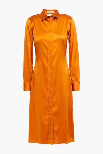 BOTTEGA VENETA Stretch-silk satin midi shirt dress