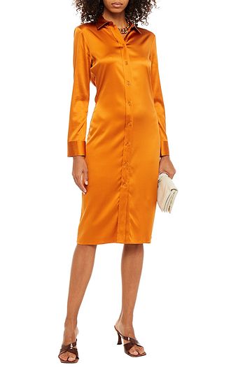 BOTTEGA VENETA Stretch-silk satin midi shirt dress