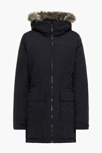 ADIDAS Kapuzenmantel aus Twill mit Besatz aus Kunstfell