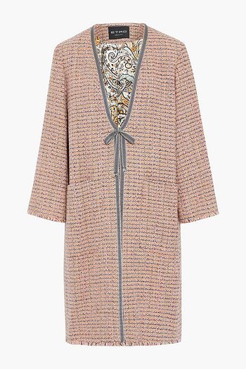 ETRO Tie-front metallic cotton-blend tweed jacket