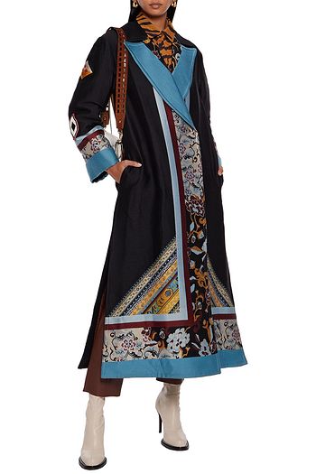 ETRO Paneled twill and jacquard coat