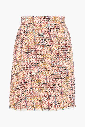 ETRO Metallic-trimmed cotton-blend bouclé-tweed mini skirt