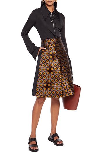 ETRO Pleated printed satin-twill skirt