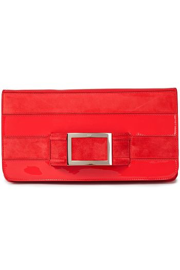 ROGER VIVIER Paneled suede and patent-leather clutch