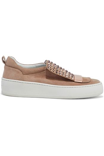 SERGIO ROSSI sr1 crystal-embellished suede sneakers
