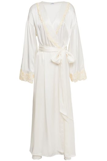 LA PERLA Lace-trimmed satin robe