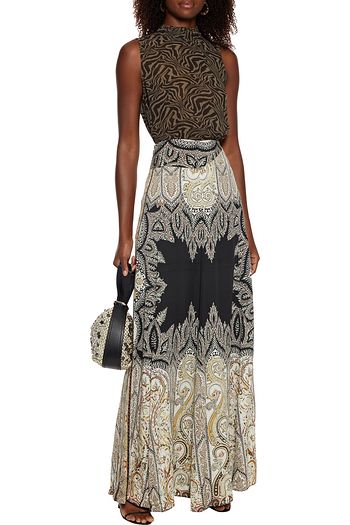 ETRO Printed silk-crepe maxi skirt