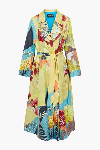 ETRO Belted printed satin-jacquard coat
