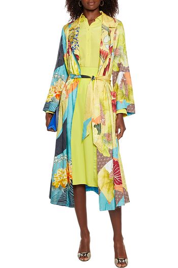 ETRO Belted printed satin-jacquard coat