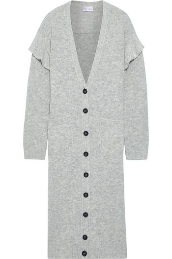 REDVALENTINO Ruffled mélange knitted cardigan