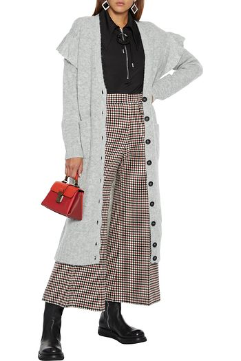 REDVALENTINO Ruffled mélange knitted cardigan