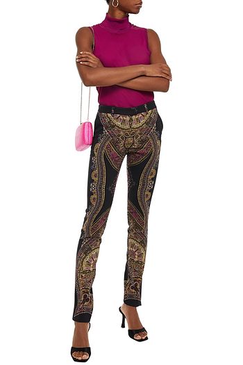 ETRO Printed stretch-wool crepe skinny pants