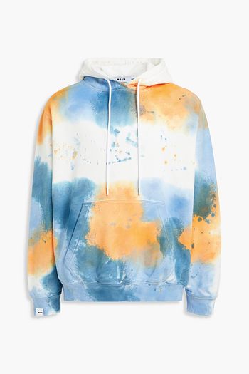 MSGM Tie-dyed French cotton-terry hoodie
