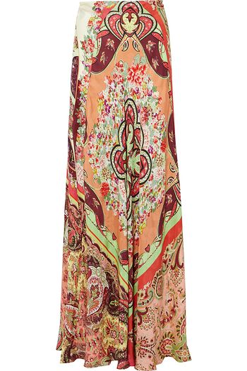ETRO Printed silk-jacquard maxi skirt