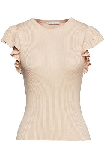 AUTUMN CASHMERE Ruffle-trimmed cotton top