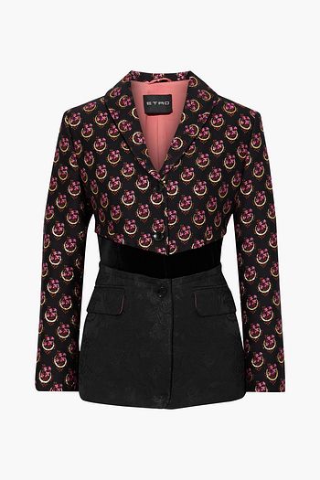 ETRO Velvet-paneled metallic-trimmed jacquard blazer