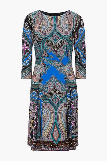 ETRO Pleated printed wool-crepe dress
