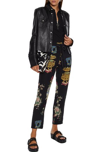 REDVALENTINO Cropped printed silk crepe de chine straight-leg pants