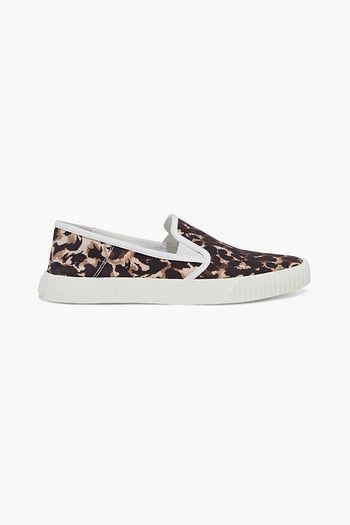 VERONICA BEARD Panelle leopard-print canvas slip-on sneakers