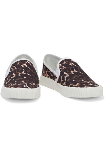 VERONICA BEARD Panelle leopard-print canvas slip-on sneakers