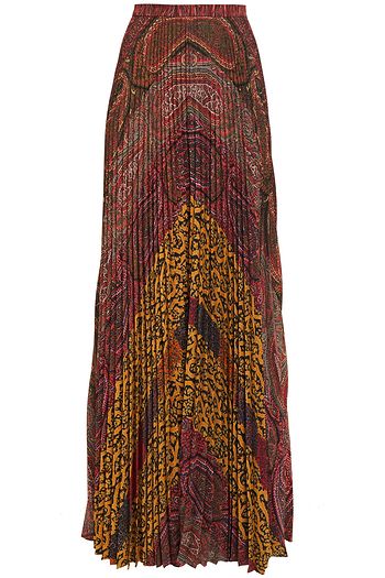 ETRO Pleated printed stretch-crepe maxi skirt