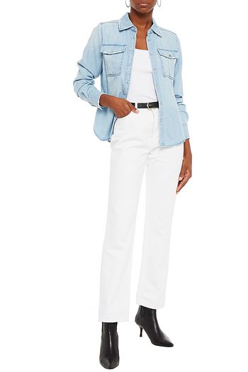 FRAME Studded distressed denim shirt
