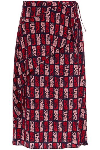 KENZO Wrap-effect printed silk crepe de chine midi skirt