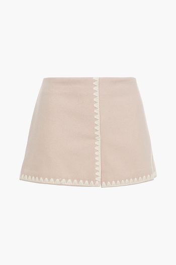 REDVALENTINO Embroidered wool-blend felt shorts