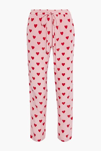 REDVALENTINO Cropped printed silk crepe de chine straight-leg pants