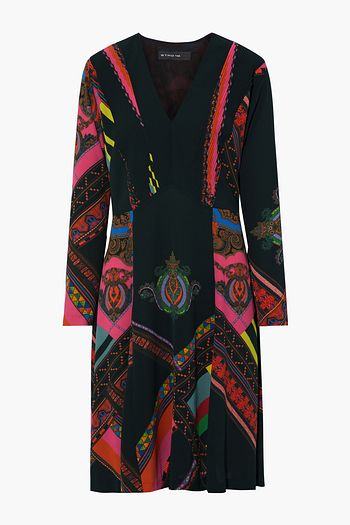 ETRO Pintucked printed crepe dress