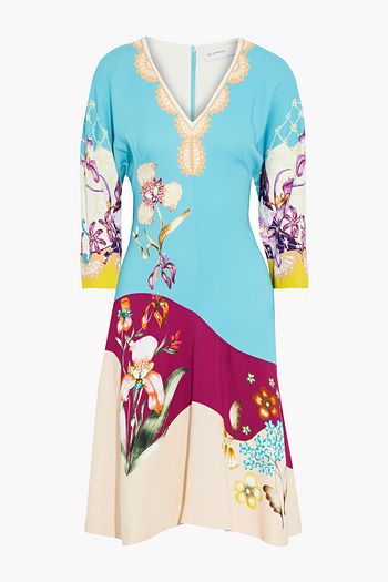 ETRO Asymmetric printed stretch-crepe dress