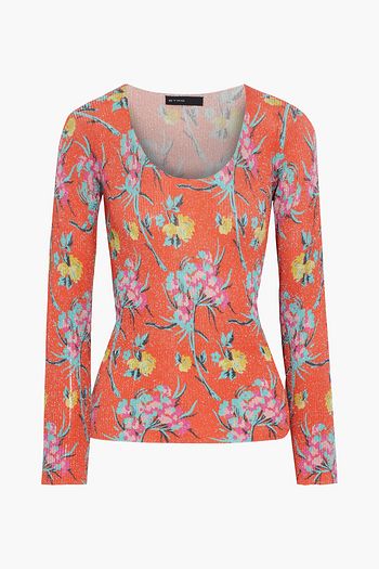ETRO Metallic floral-print ribbed-knit sweater